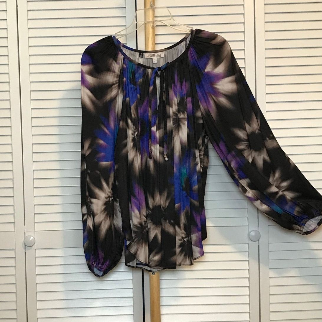 Jennifer Lopez Jennifer Lopez Floral Gathered Neck Long Sleeved Blouse L Size L / US 10 / IT 46 - 2 Thumbnail