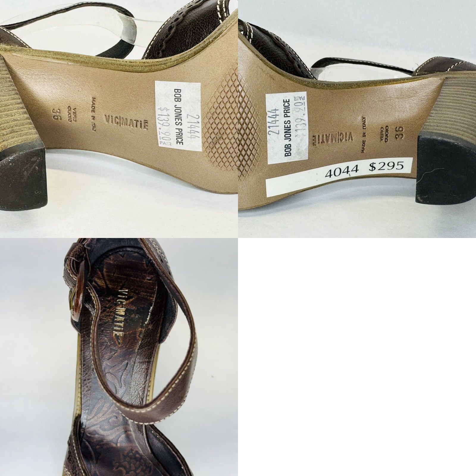 Vintage Vic Matie Ankle Strap Sandals Block Heel Size 36 Brown Leather Buckle Slingback Open Toe Women Size US 6 / IT 36 - 9 Thumbnail