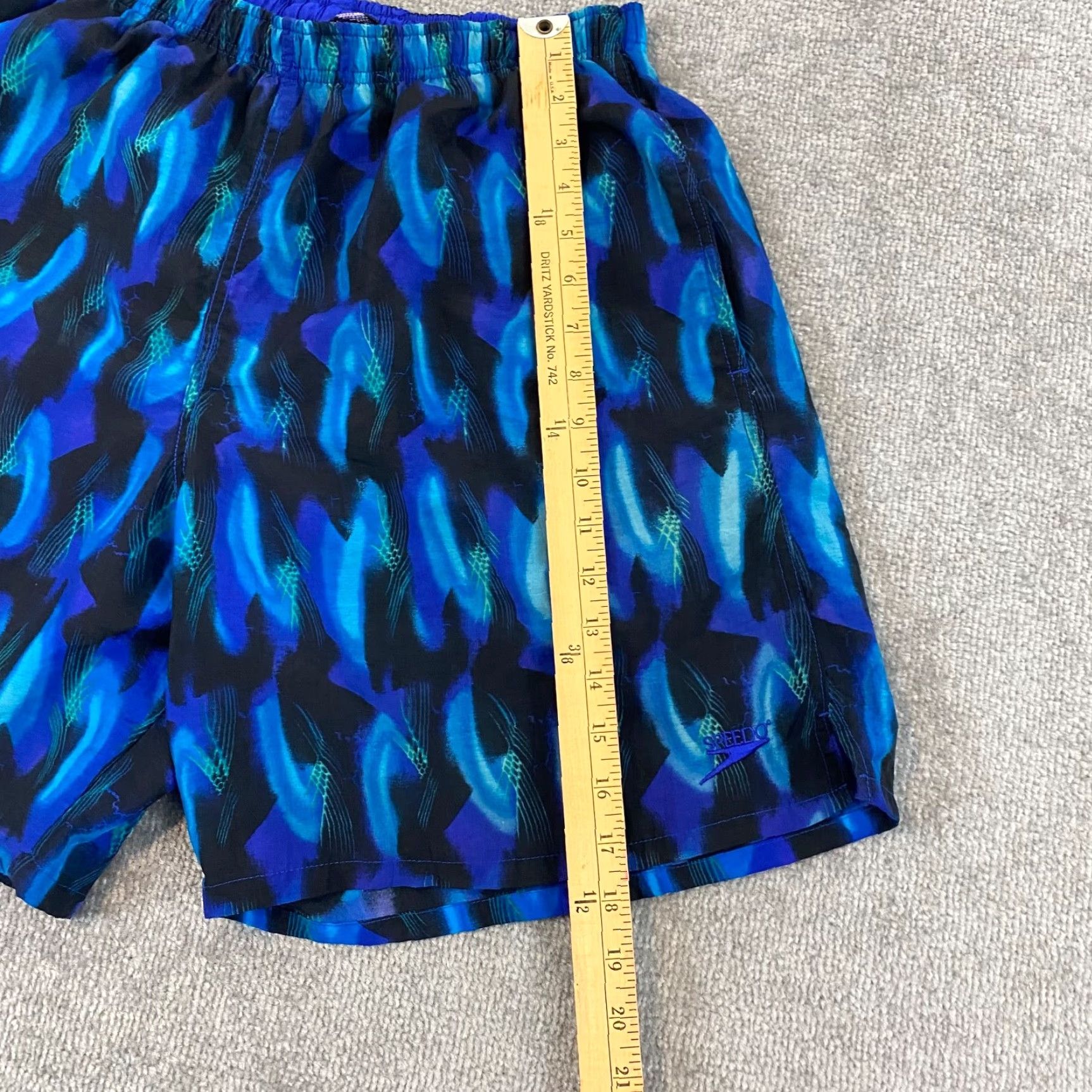 Speedo Speedo Men's Bottom Trunks 7" Lined Blue Geometric Beach Short 90s Size US 31 - 4 Thumbnail