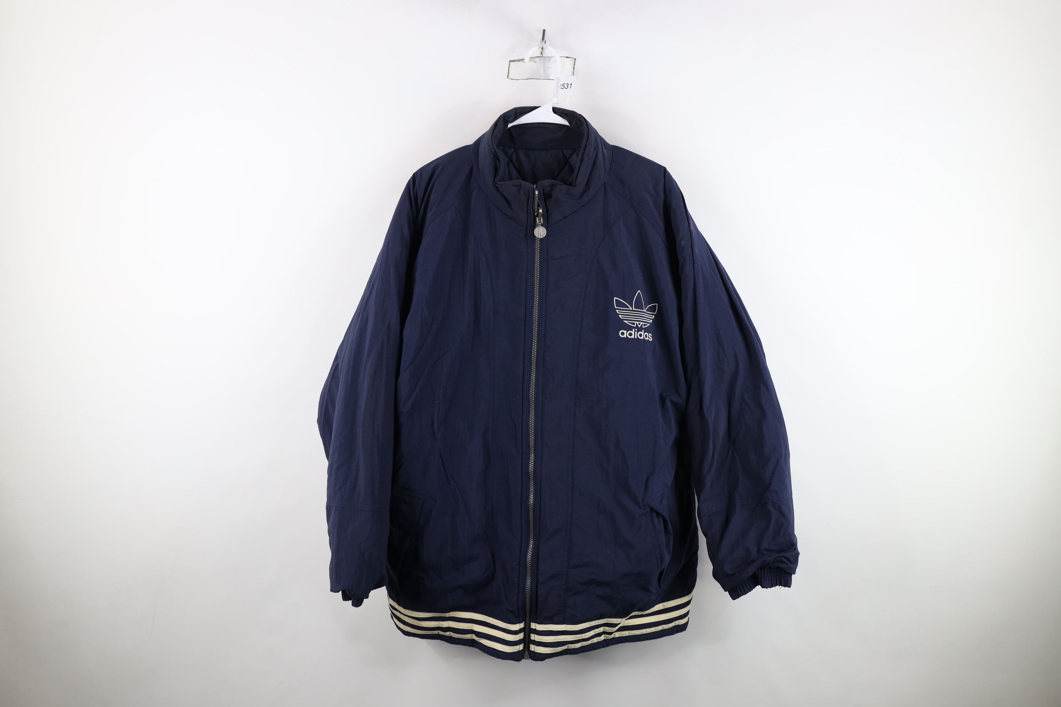 Vintage 90s Adidas Reversible Quilted Puffer Jacket Blue