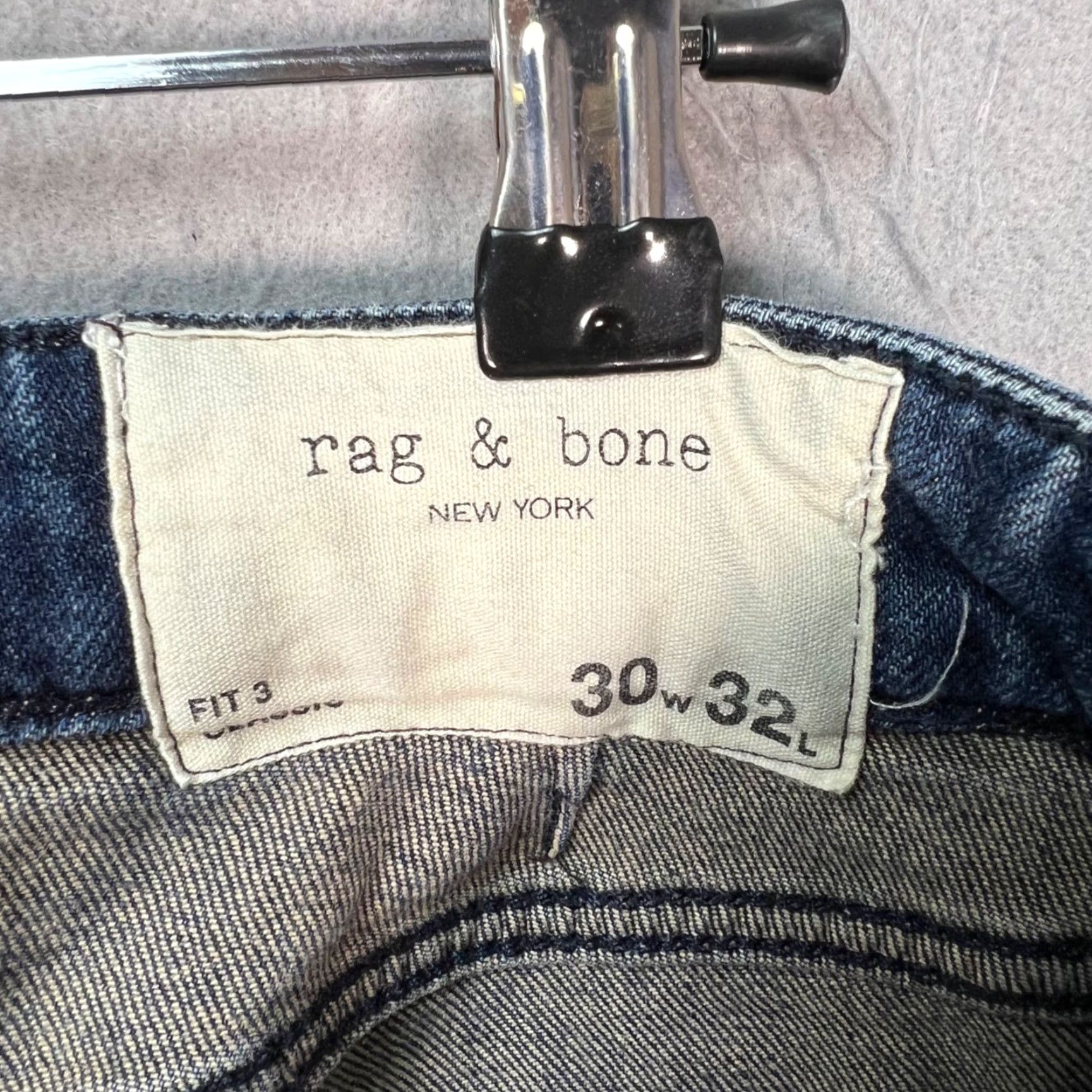Rag & Bone Rag & Bone Jeans Slim Fit 30 x 30 Denim Blue 5-Pocket Mens Adults Regular Size 30 Inseam 30 Button Closure Blue Denim Straight Style Vintage No? Size US 30 / EU 46 - 3 Thumbnail