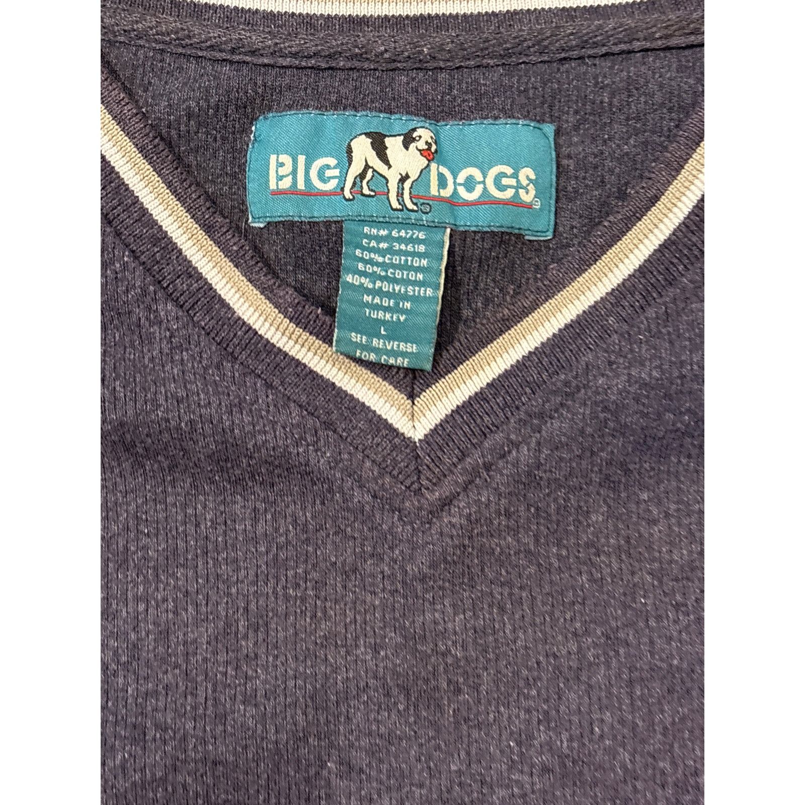Big Dogs Vtg Y2K Big Dogs V-neck Large casual shirt grey 24x30 Size US L / EU 52-54 / 3 - 4 Thumbnail