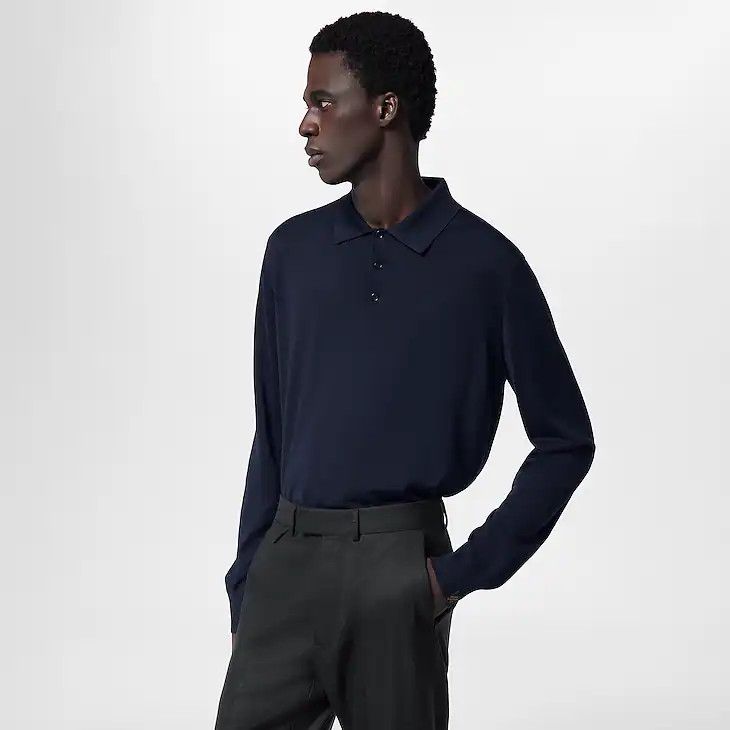 Louis Vuitton Silk And Cashmere Blend Long-Sleeved Polo Shirt Size US XXL / EU 58 / 5 - 2 Thumbnail