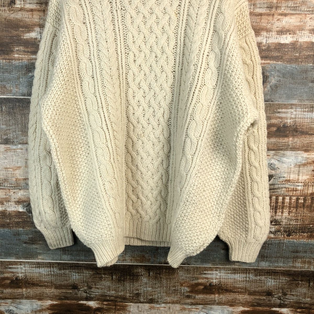 Japanese Brand Traders White Hand knit cable Knitwear #A2285 Size US L / EU 52-54 / 3 - 6 Thumbnail