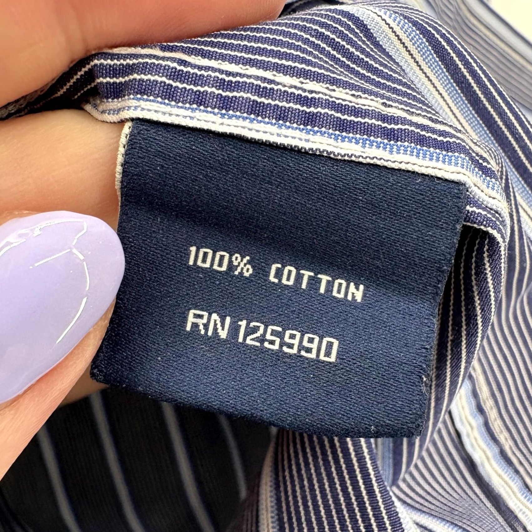 Faconnable Façonnable Button Up Shirt Mens Large Blue Stripe Long Sleeve Cotton Club Size US L / EU 52-54 / 3 - 6 Thumbnail
