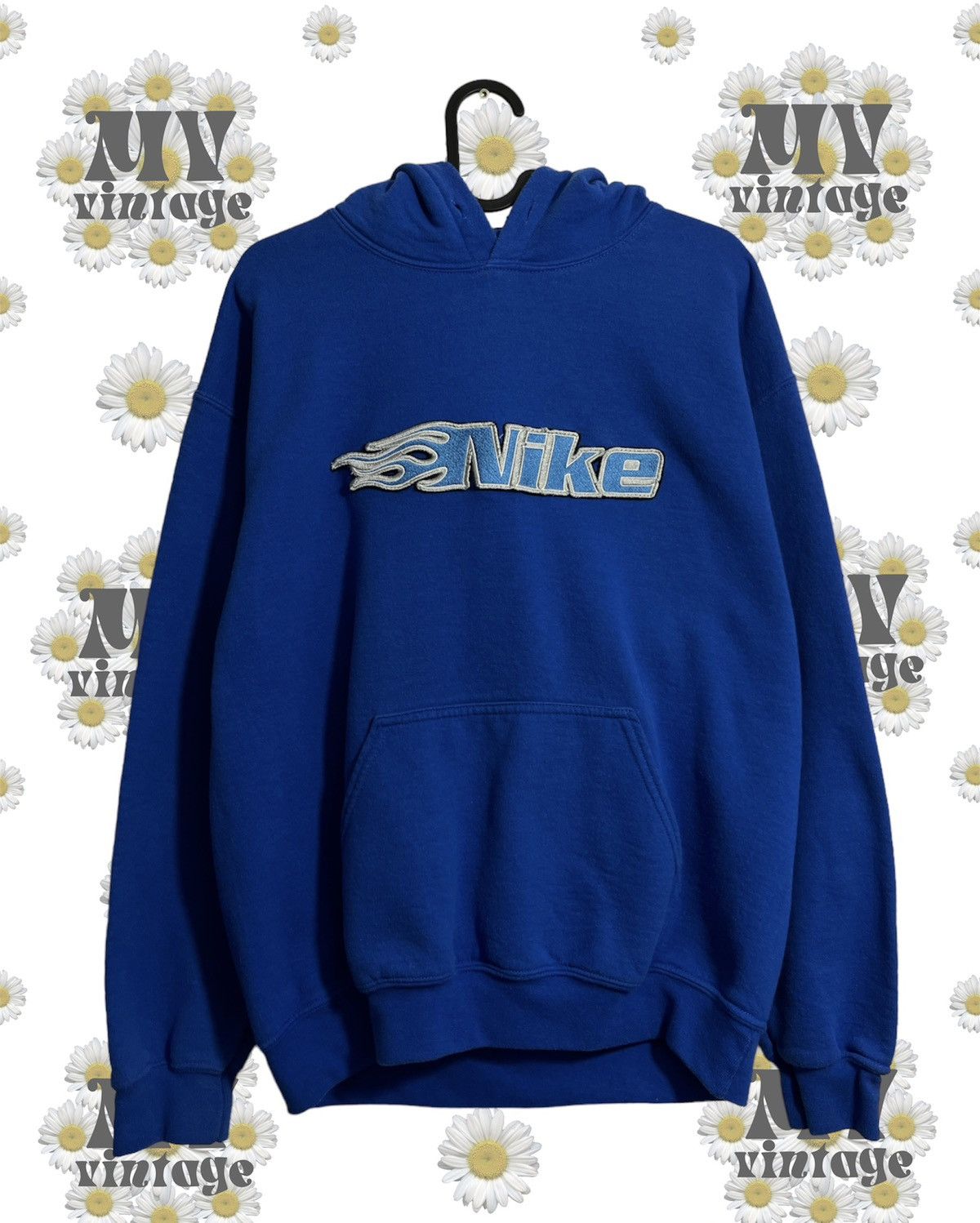 Nike Nike 00s Vintage Big Flaming Logo Embroidery Custom Hoodie | Grailed