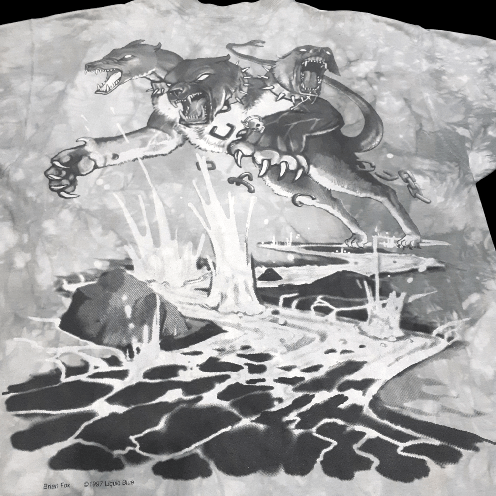 Liquid Blue × Vintage Vintage Rare Liquid Blue T Shirt Cerberus 1997 XL Original Size US XL / EU 56 / 4 - 10 Thumbnail