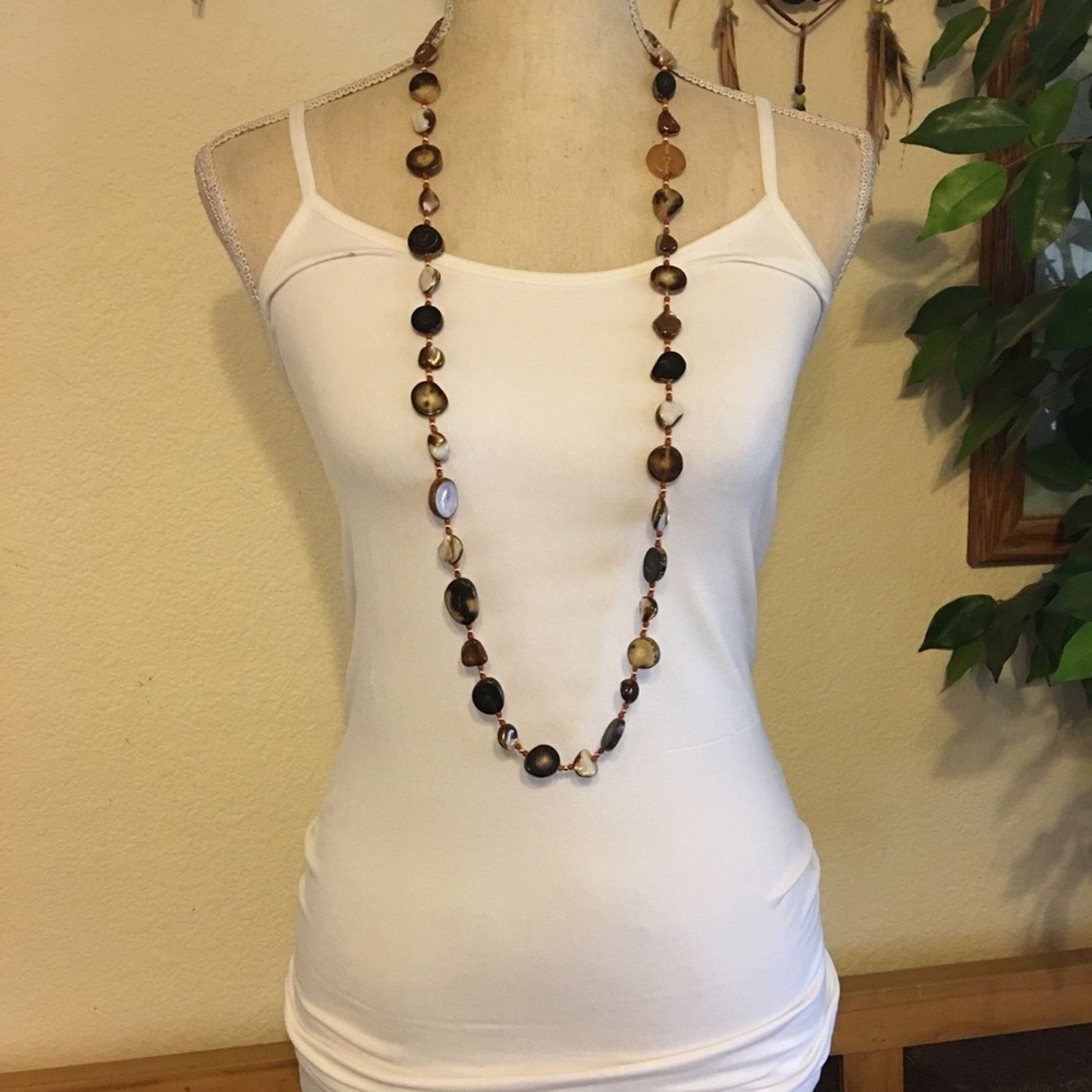 Vintage Vintage sliced agate rough abalone shell necklace Size ONE SIZE - 3 Thumbnail