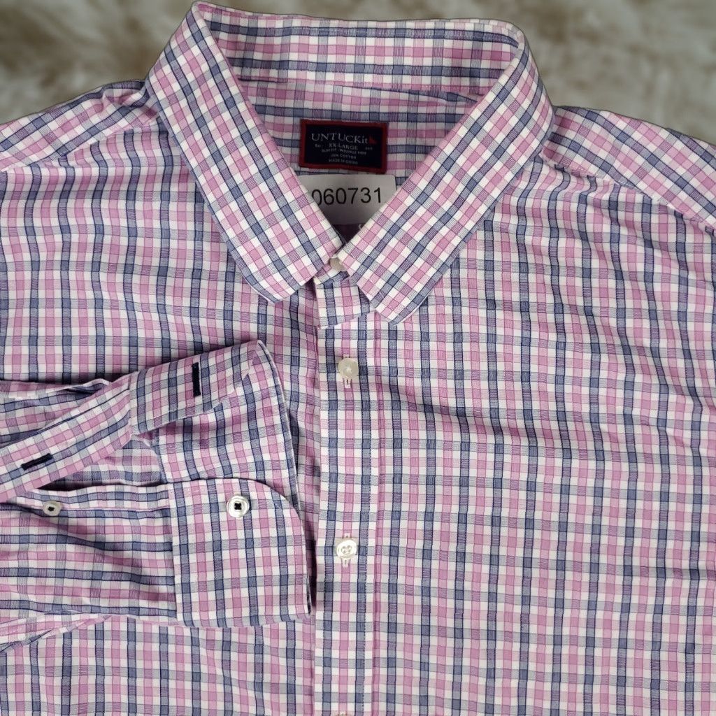 UNTUCKit UNTUCKit Shirt Mens 2XL Purple Plaid Long Sleeve Button-Up Casual Shirt Men's Purple Plaid Button-Up 2XL Size US XXL / EU 58 / 5 - 1 Thumbnail