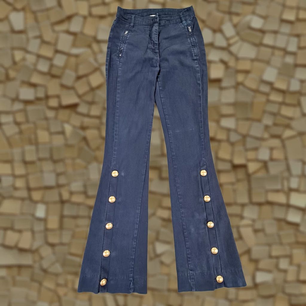Pinko VINTAGE Pinko Uniqueness Womens Jeans Blue W25 L33 Bootcut Gold Buttons Size 42" / US 20 - 1 Thumbnail