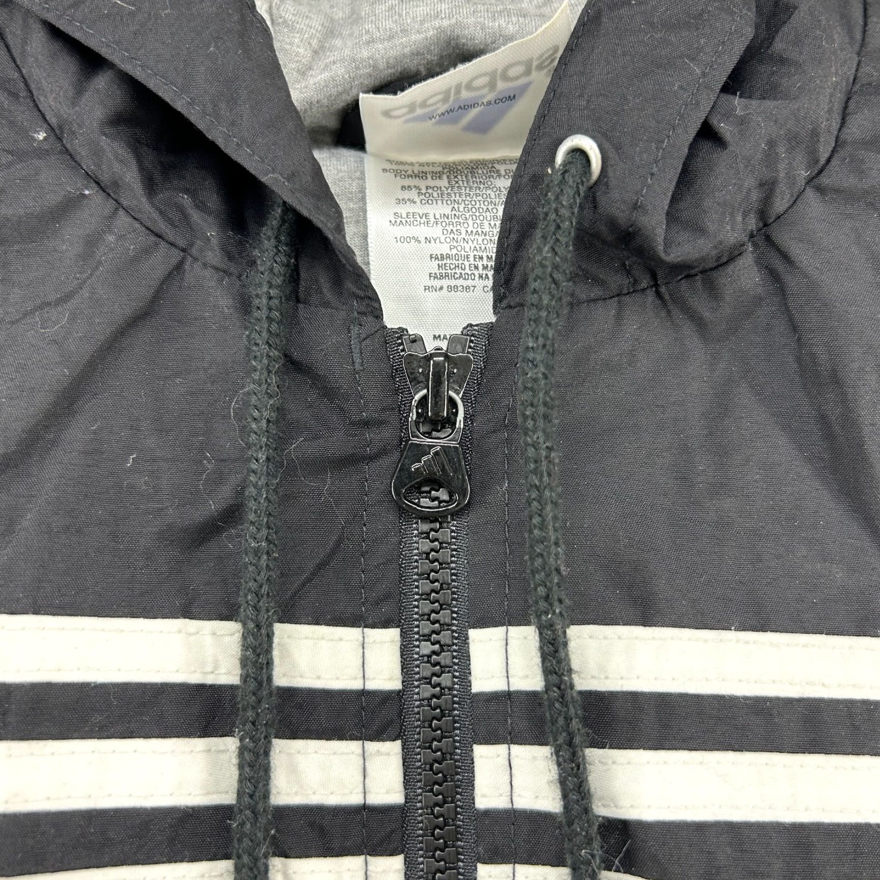 Adidas Adidas Jacket Mens M Black White Striped Hooded Full Zip Lined Track Training 90s Colorful Reversible Mens Size US M / EU 48-50 / 2 - 5 Thumbnail