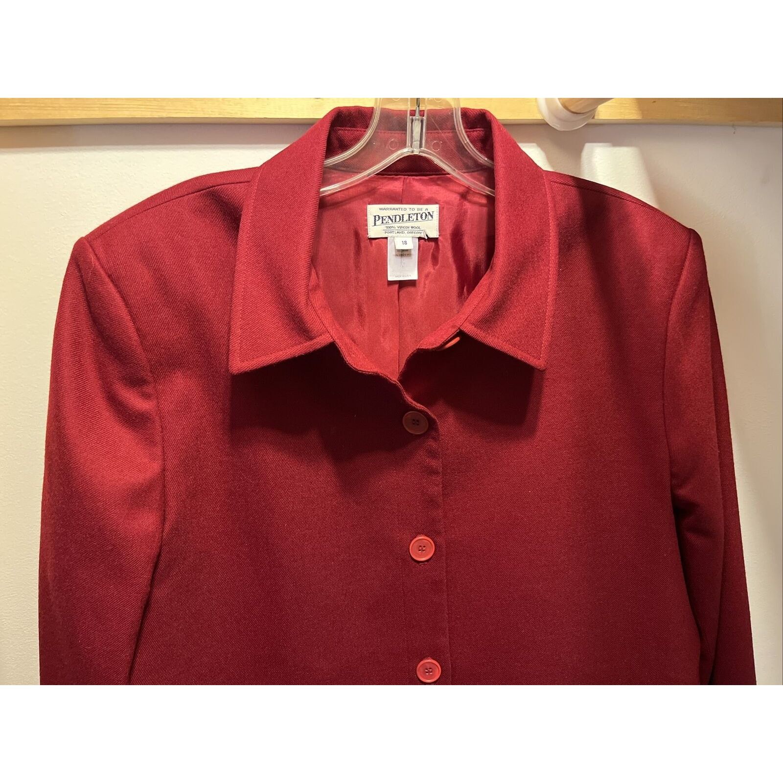 Pendleton Pendleton Vintage Women’s Size 18 Red Wool LS Button Up Coat Size XXL / US 16-18 / IT 52-54 - 3 Thumbnail