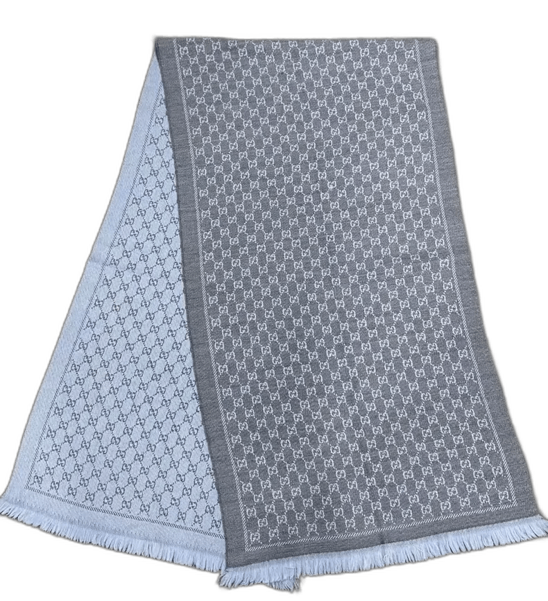 Gucci Gucci Gray Printed Wool Scarf Size ONE SIZE - 1 Thumbnail