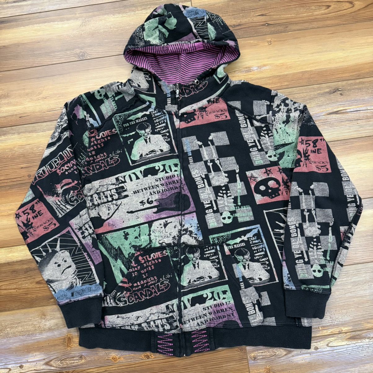 Other Vintage Y2K Grunge Punk Patchwork Goth Skate Zip Up Hoodie Size US L / EU 52-54 / 3 - 1 Thumbnail