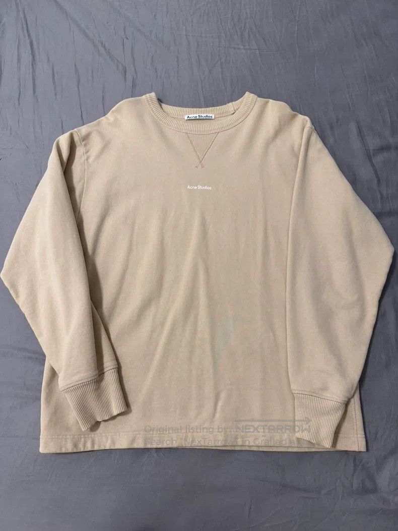 Acne Studios Acne Studios Beige Oatmeal Crewneck Long Sleeve Sweatshirt Size US S / EU 44-46 / 1 - 1 Thumbnail