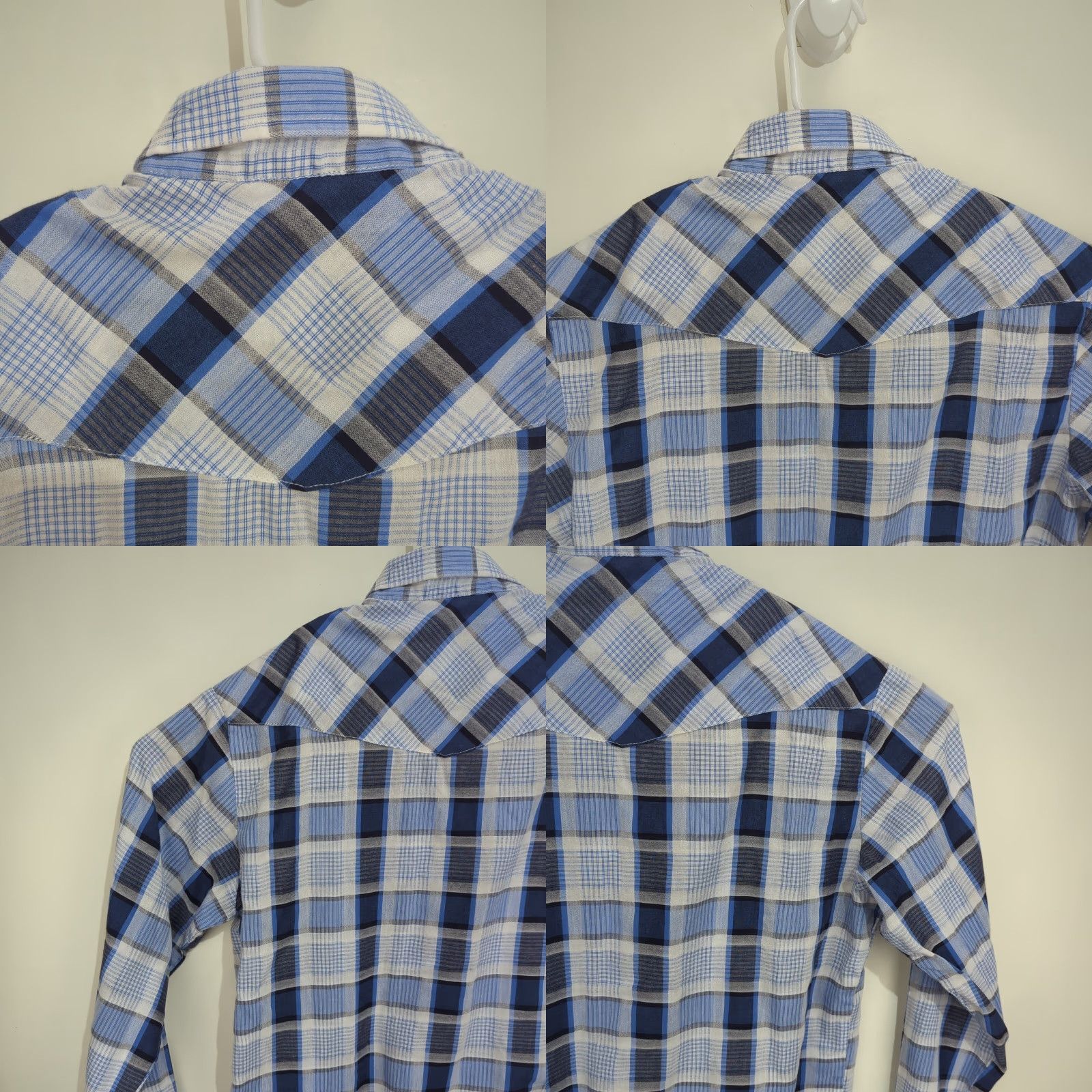 Roper Roper Shirt Pearl Snap Blue White Plaid Button-Up Collared Mens Medium Western Cowboy Casual & Business Wearable Shirt Size US M / EU 48-50 / 2 - 9 Thumbnail