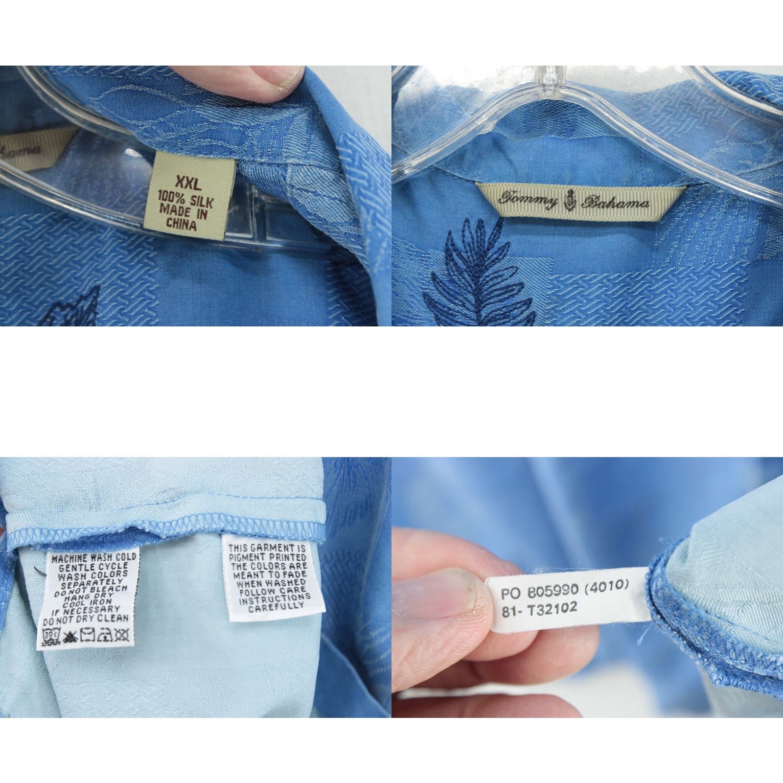 Tommy Bahama Tommy Bahama Jacquard Shirt Men's XXL Blue Silk Hawaiian Vacation Chambray Size US XXL / EU 58 / 5 - 8 Thumbnail