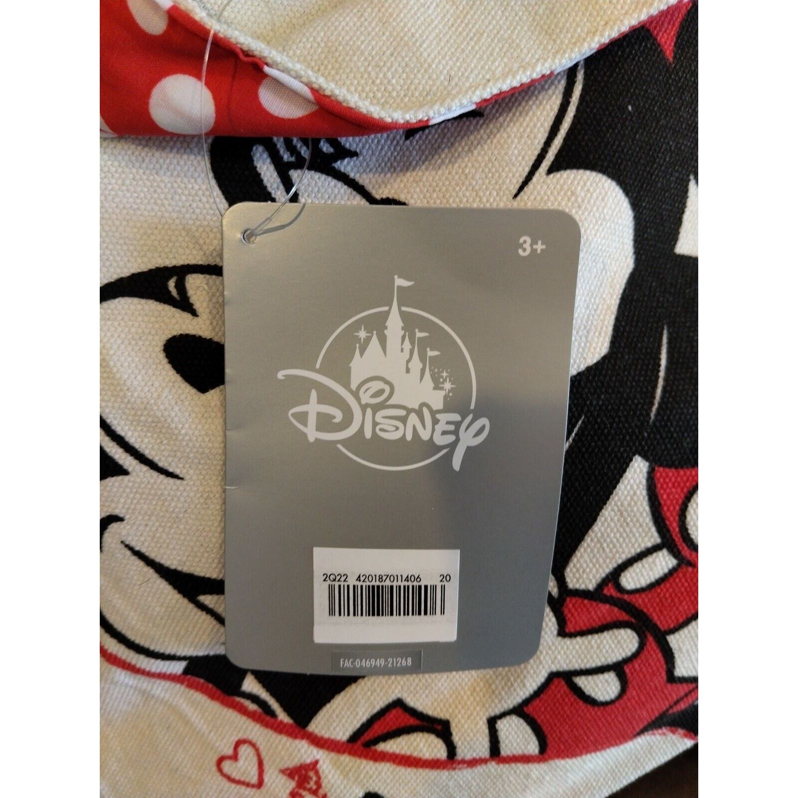 Disney NWT !! Disney's Mickey & Minnie Mouse ''Love'' Canvas Tote Size ONE SIZE - 3 Thumbnail