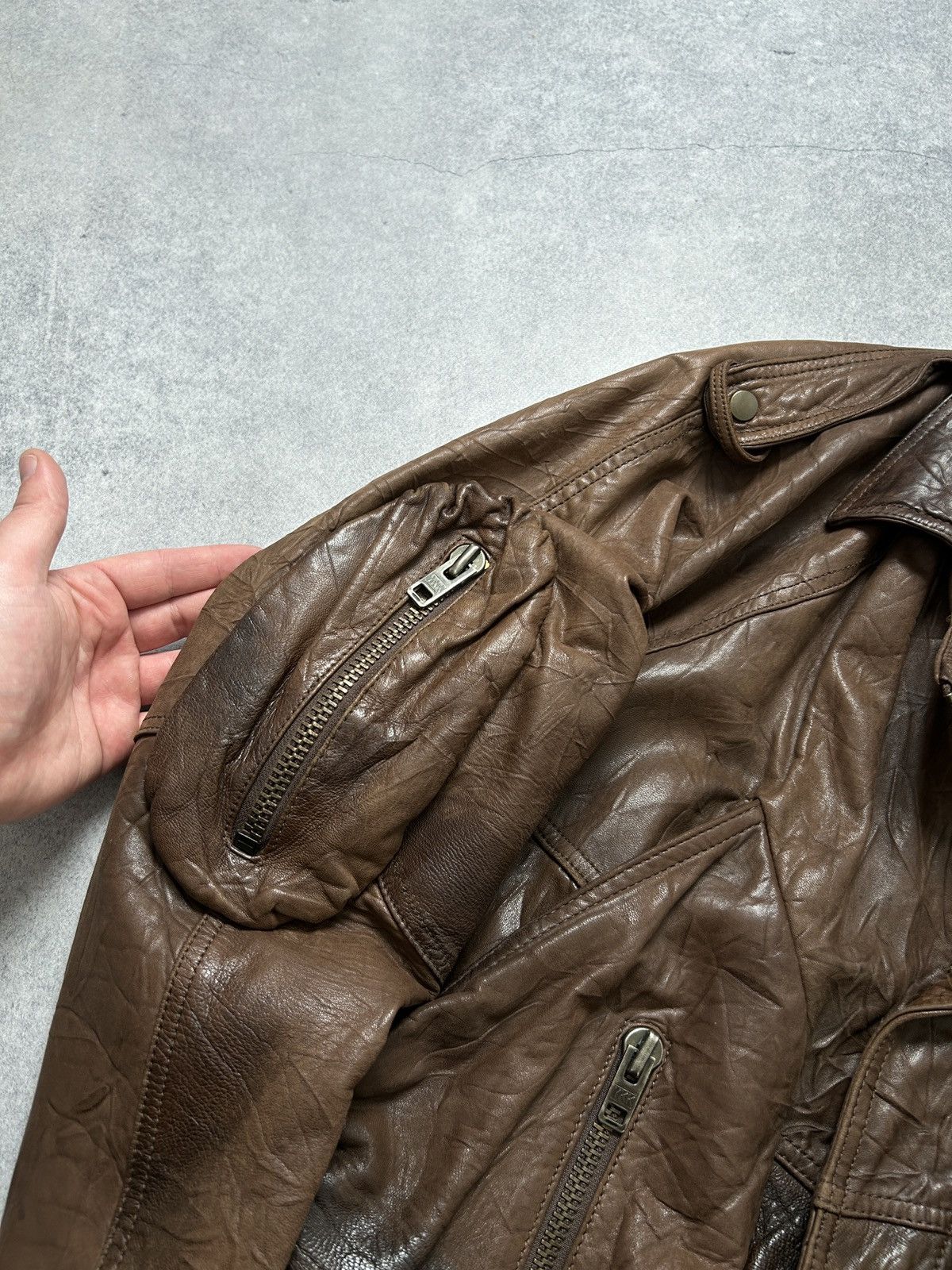 Genuine Leather Vintage Avant-garden multi-pocket jacket mens 90s Size US S / EU 44-46 / 1 - 7 Thumbnail