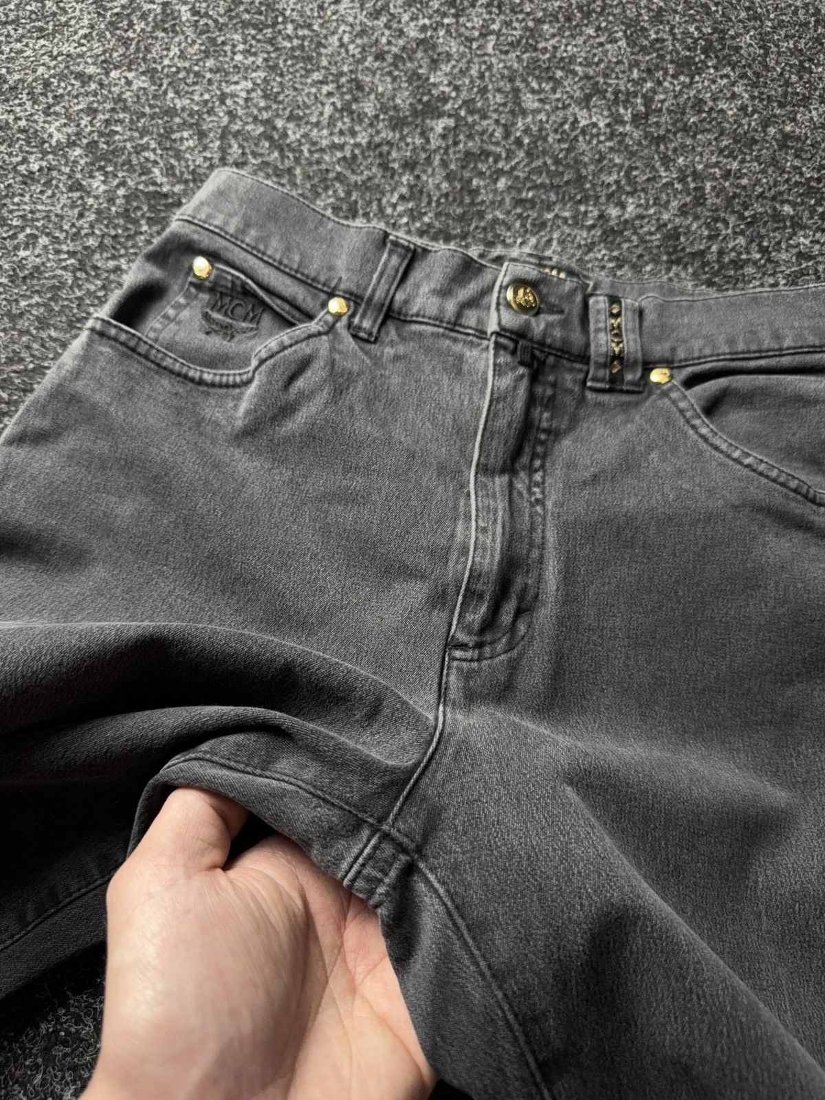 MCM Luxury MCM Jeans Studded Logo Pants Black Y2K Straight W29 Size 29" - 8 Thumbnail