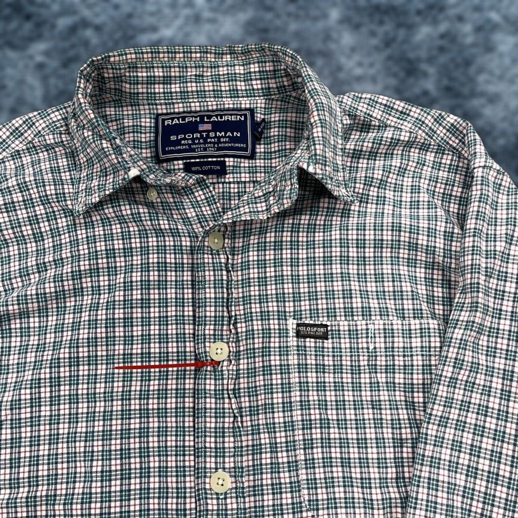 Ralph Lauren VINTAGE Ralph Lauren Sportsman Shirt Mens M Green Check Flannel Cotton 90s Size US M / EU 48-50 / 2 - 1 Thumbnail