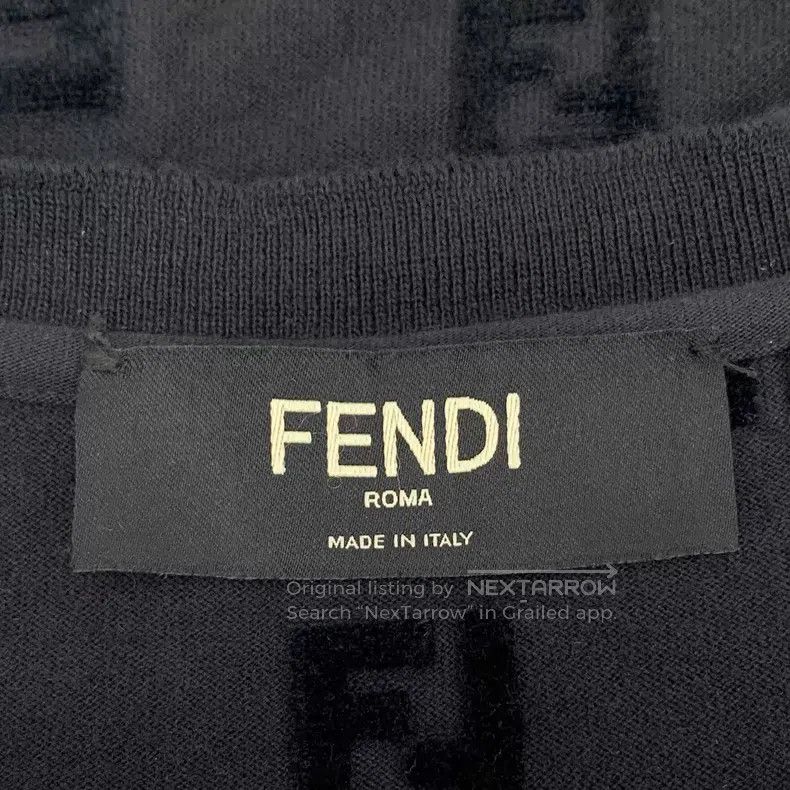 Fendi Fendi Classic Black F Logo Velvet Cotton Jersey Short Slee Size US XS / EU 42 / 0 - 5 Thumbnail