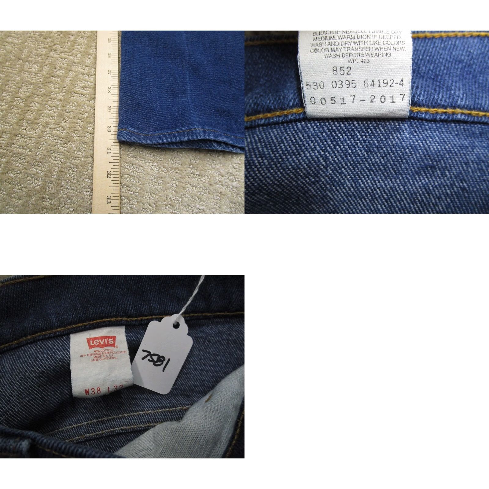 Levi's VINTAGE Levi's 517 Jeans Men 517 Bootcut Denim Blue 90s Slim Fit USA 38x30 Pants/Logo/Hemmed Distressed Faded 90s Mens Jeans Size US 38 / EU 54 - 8 Thumbnail