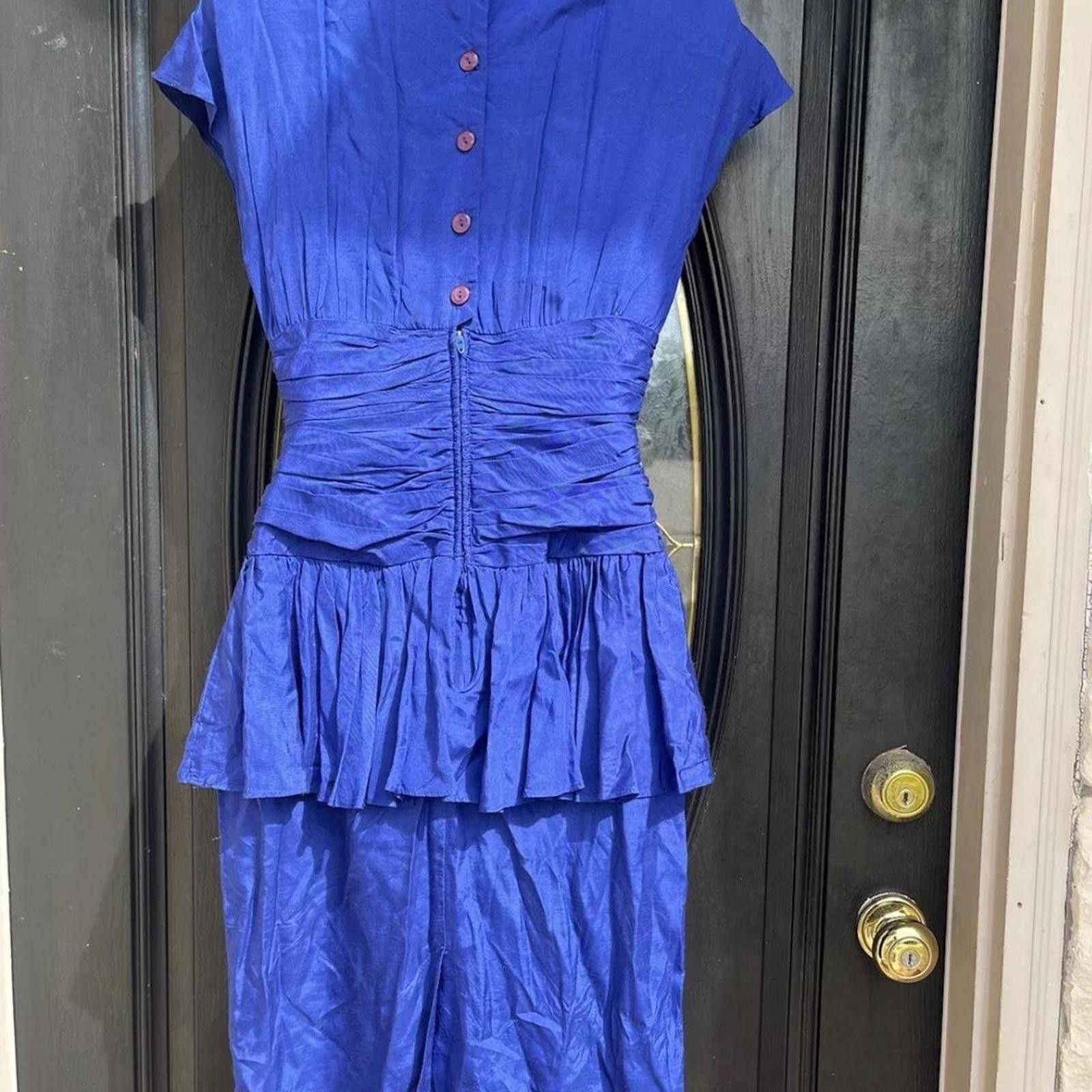 Other Blue vintage 80s dress with ruffles dress Size XS / US 0-2 / IT 36-38 - 2 Thumbnail