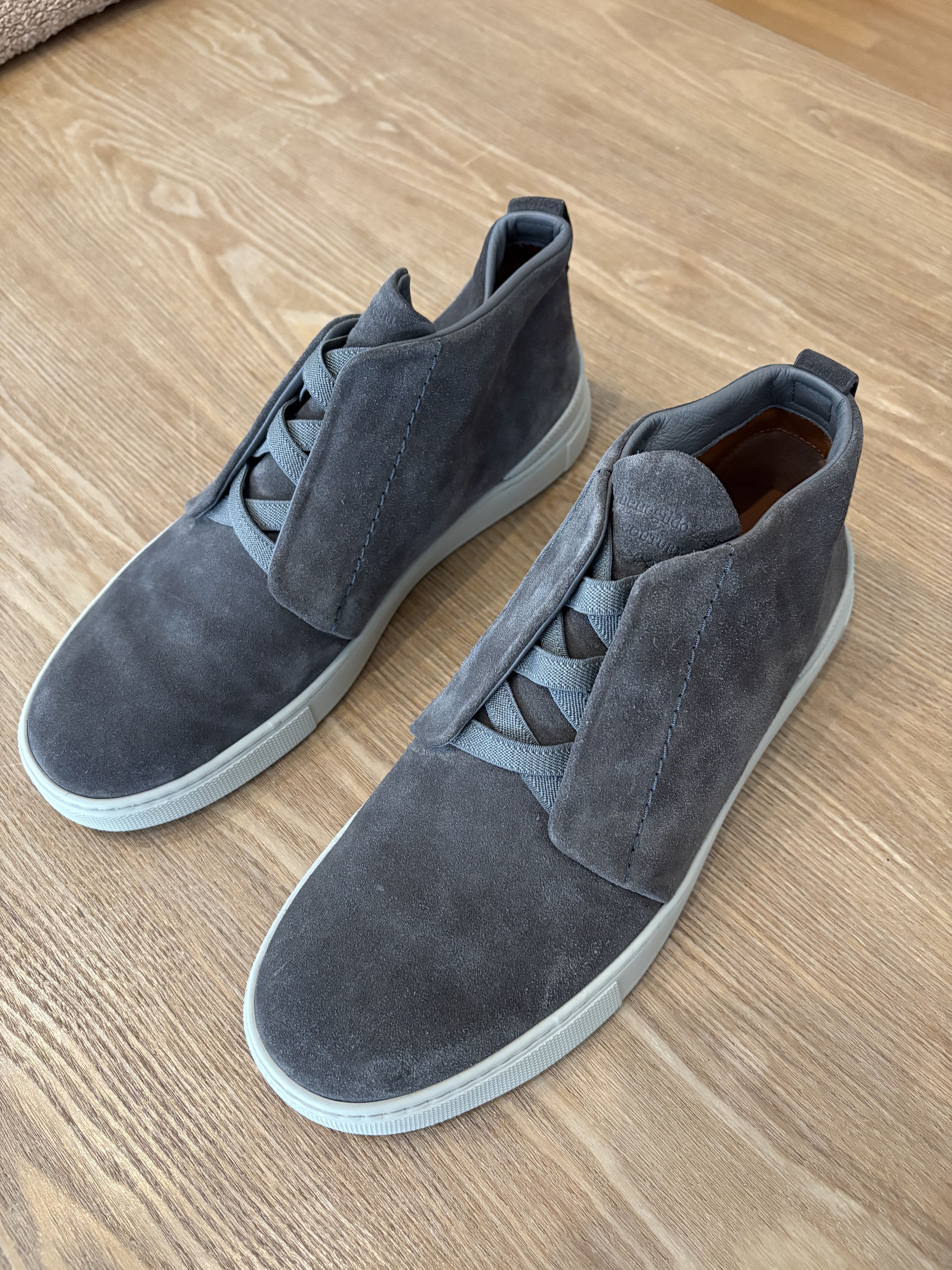 Ermenegildo Zegna Zegna Triple Stitch Sneakers – Gray Suede & Leather Size US 8 / EU 41 - 1 Thumbnail