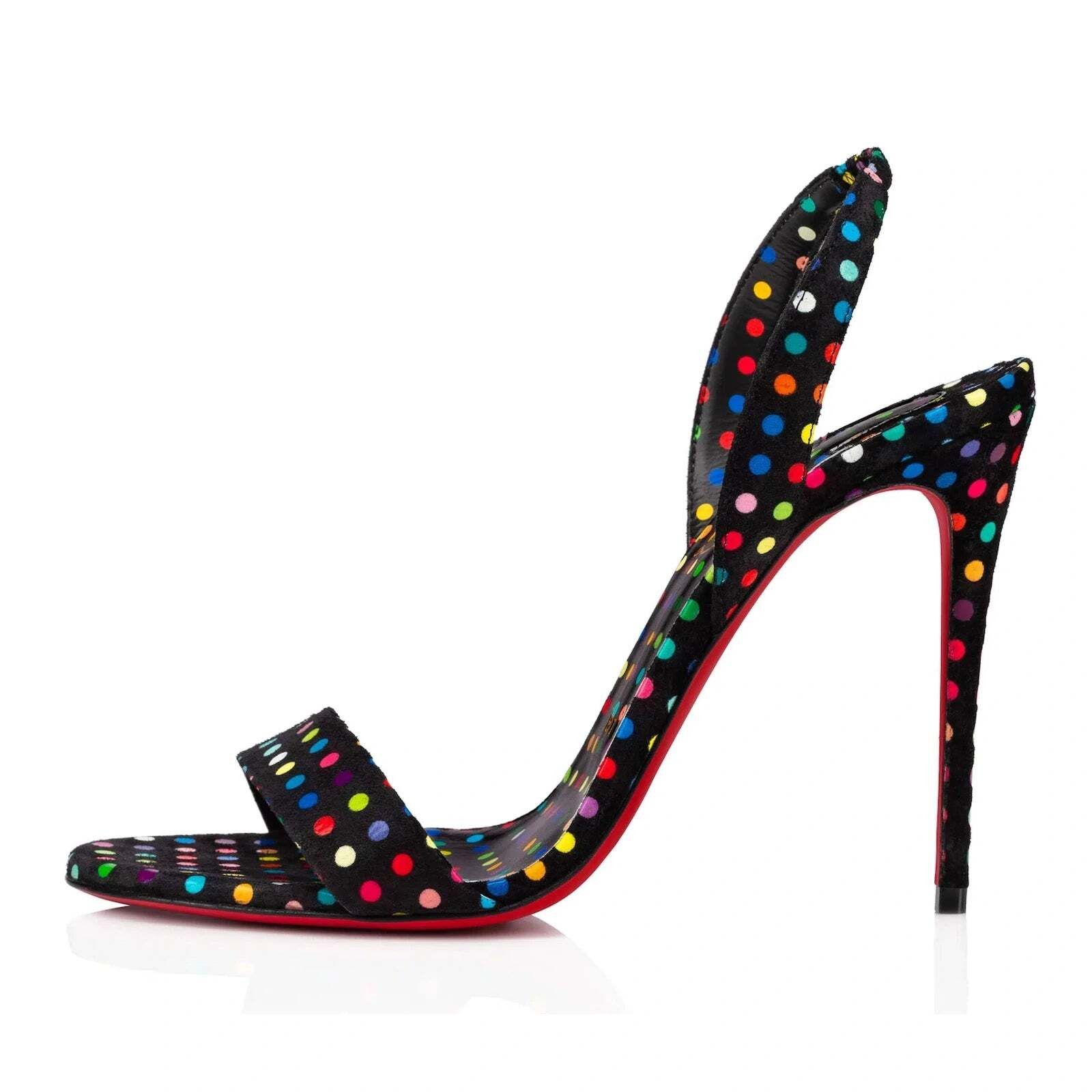 Christian Louboutin O Marylin 100 Black Polka Dot Slingback Sandal Heel Pump 40 Size US 10 / IT 40 - 3 Thumbnail