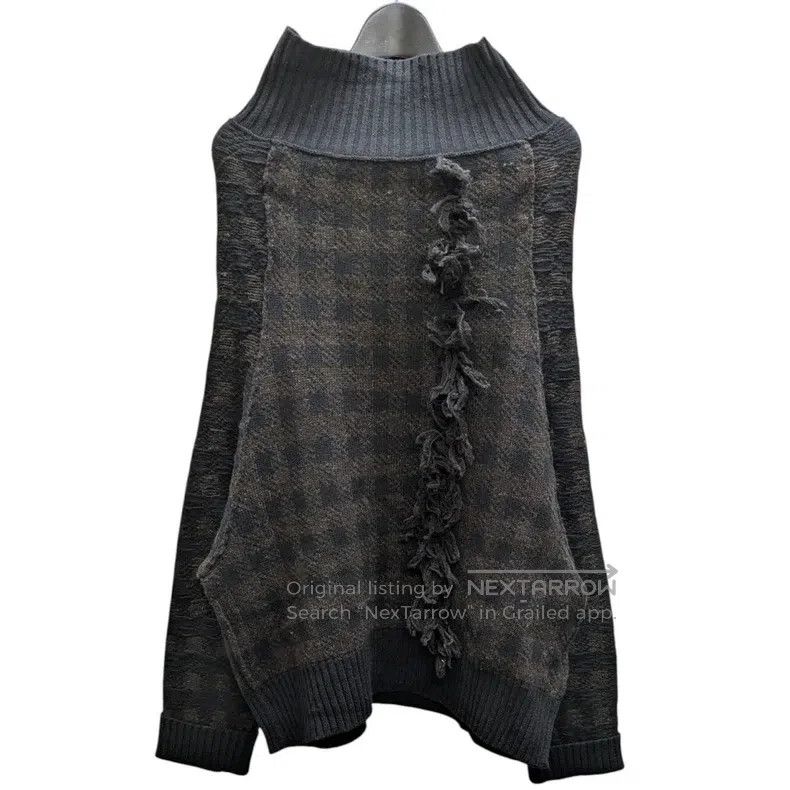 Yohji Yamamoto Yohji Yamamoto Plaid turtleneck fringed knit sweater Size XS / US 0-2 / IT 36-38 - 1 Thumbnail