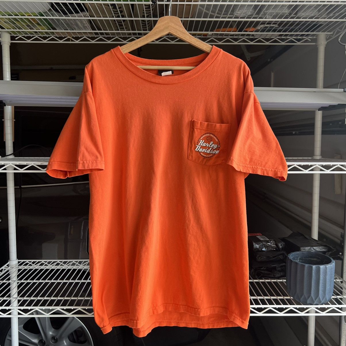 Vintage 2000s orange harley davidson college station tee Size US XL / EU 56 / 4 - 2 Thumbnail