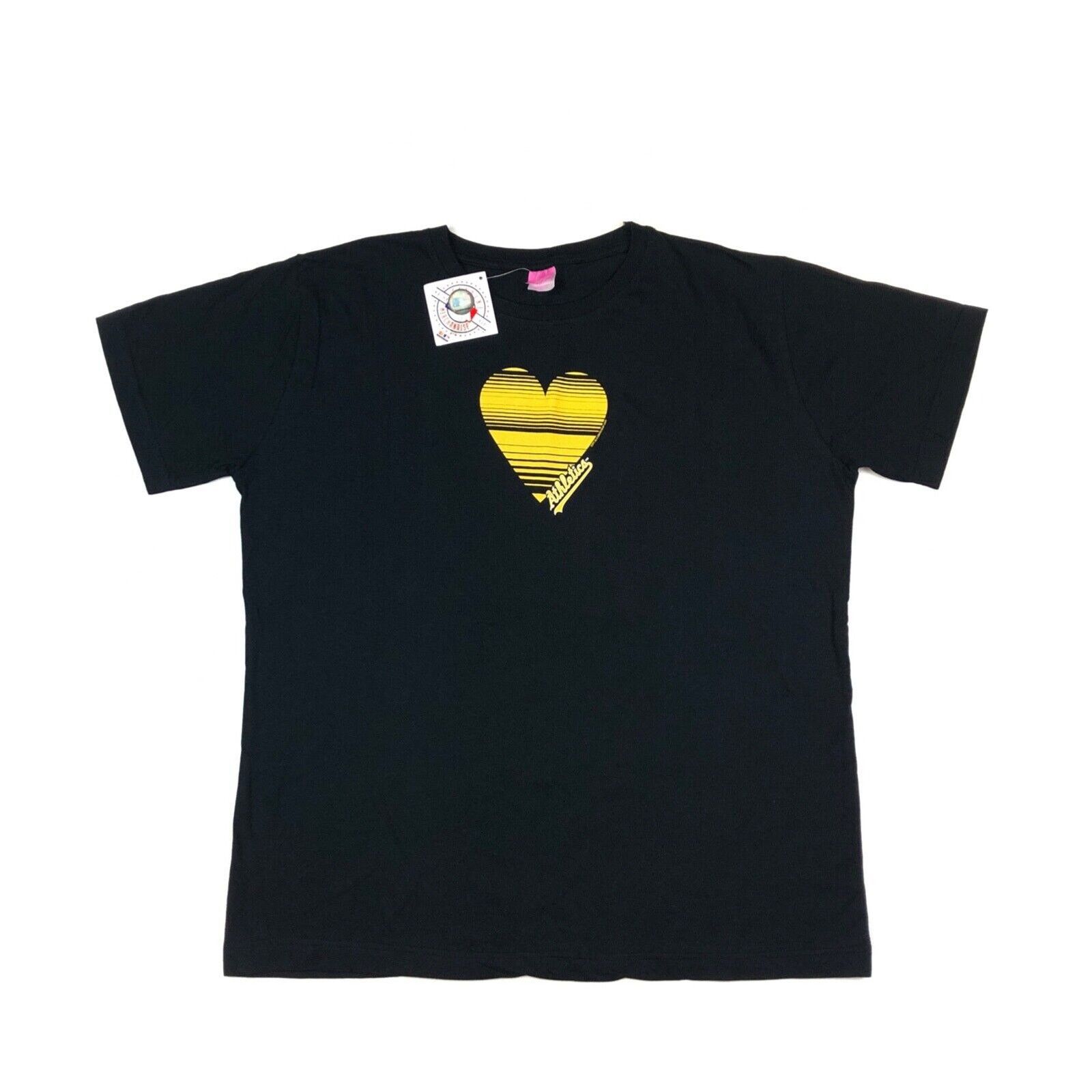 MLB Brand New 2009 Womens Striped Heart Oakland A's Black Tee XL Size XL / US 12-14 / IT 48-50 - 1 Thumbnail