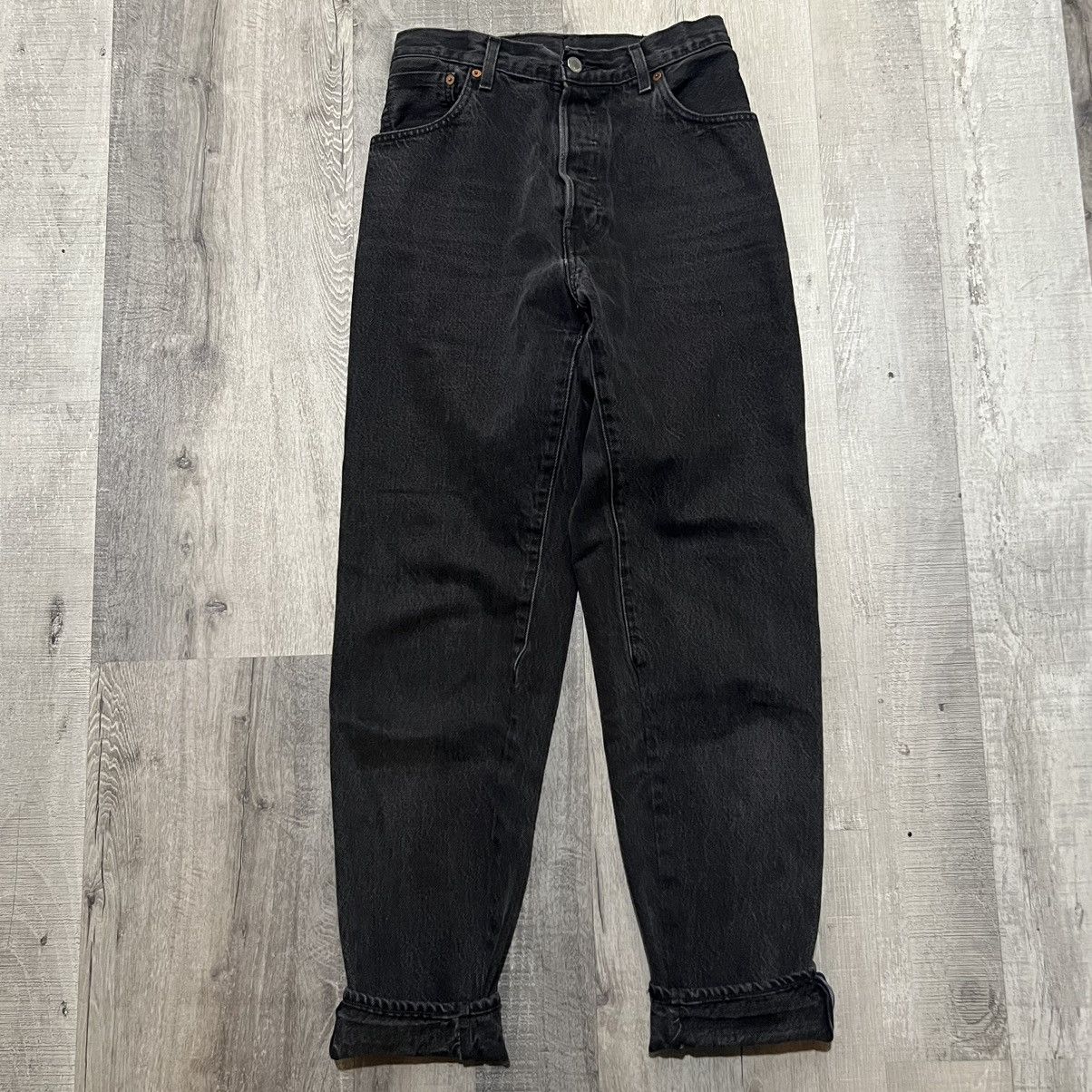 Levi's Vintage Clothing Levis 501 Black Selvedge LVC Straight Rocker Grunge Jeans Size 27" / US 4 / IT 40 - 1 Thumbnail