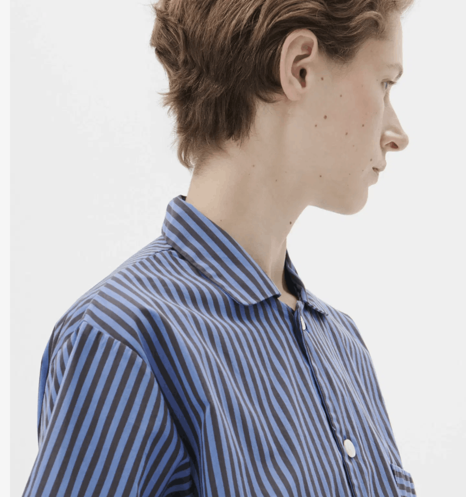 Tekla TEKLA Verneuil Stripes Poplin SS button down pajama shirt Size M / US 6-8 / IT 42-44 - 4 Thumbnail