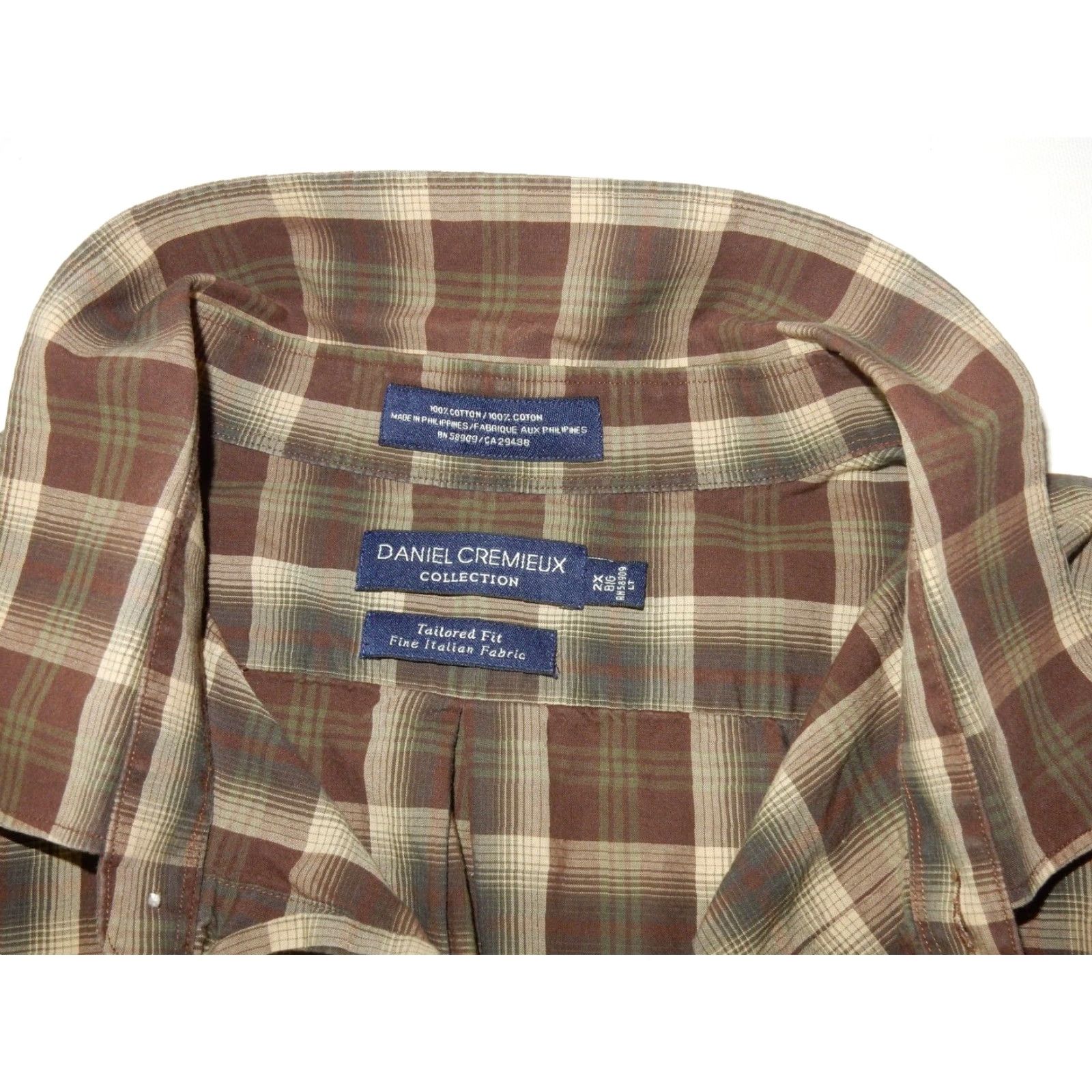 Cremieux Daniel Cremieux Men's Button-Up Shirt Big & Tall 2XB Plaid Brown Long Sleeve Adult Mens Size US XXL / EU 58 / 5 - 3 Thumbnail