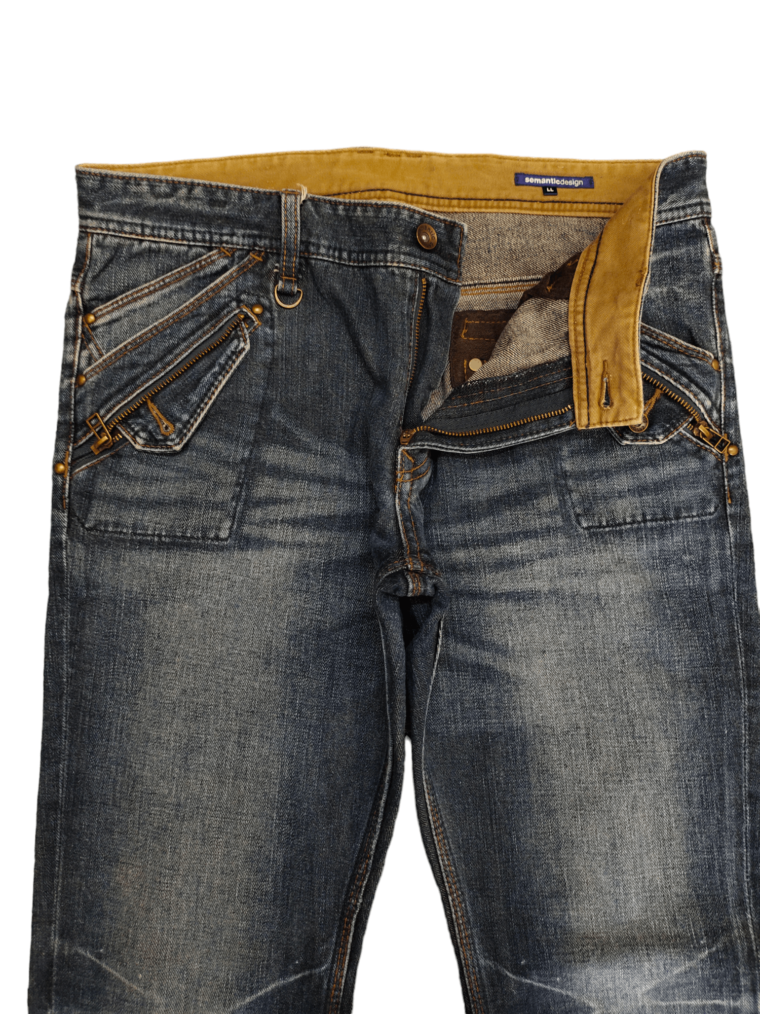 If Six Was Nine Flare Jeans Semantic Design Clawmark Faded Denim Bootcut Y2k Size US 32 / EU 48 - 10 Thumbnail