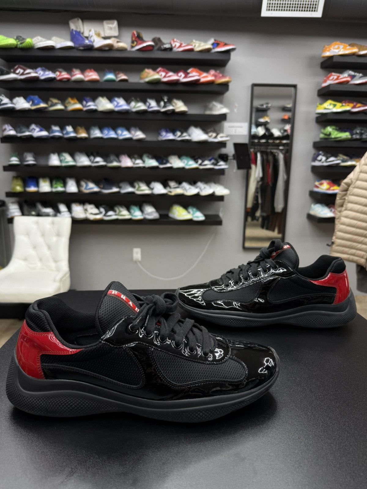 Prada Prada Americas Cup Sneaker Black Red Size 11 US 10 Prada Size US 11 / EU 44 - 1 Thumbnail