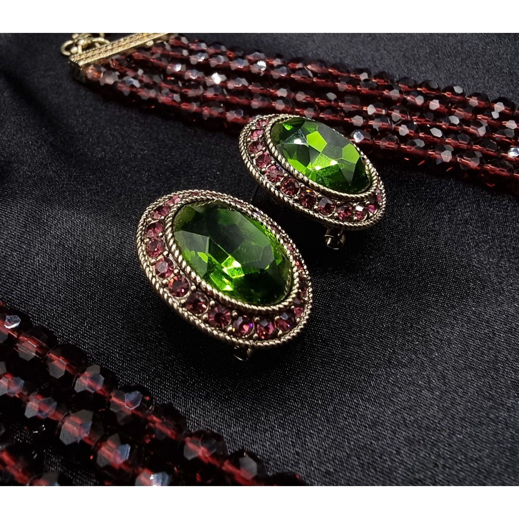 Vintage Heidi Daus Statement Necklace & Earrings Set W/ Glass Beads Size ONE SIZE - 5 Thumbnail