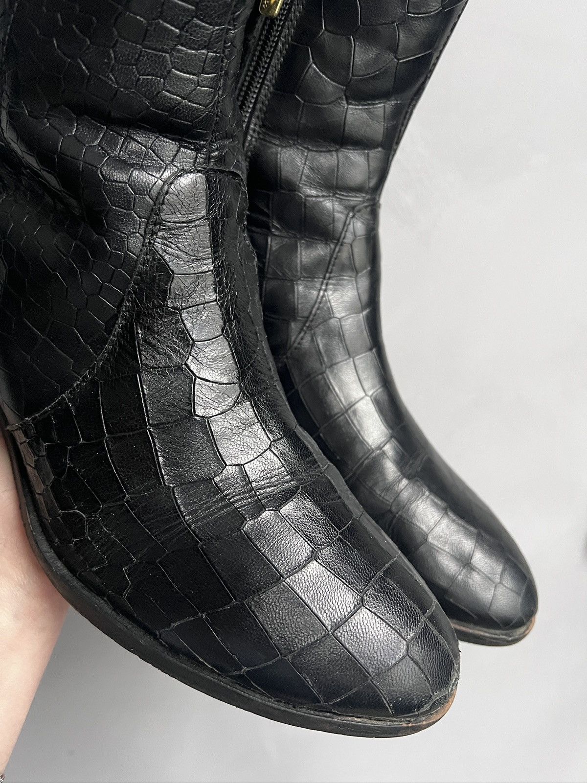 14th Addiction Crocodile pattern gothic avant garde leather ankle boots Size US 8 / EU 41 - 6 Thumbnail