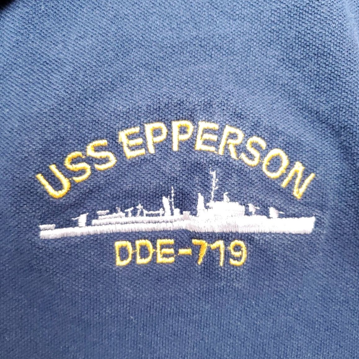 Vintage VINTAGE USS Epperson Shirt Mens XL Blue Polo DDE 719 US Navy Destroyer Ship Shirt Size US XL / EU 56 / 4 - 3 Thumbnail