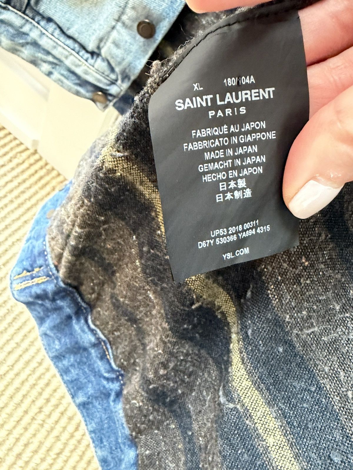 Saint Laurent Paris Saint Laurent Corduroy collar denim jacket Size US XL / EU 56 / 4 - 7 Thumbnail