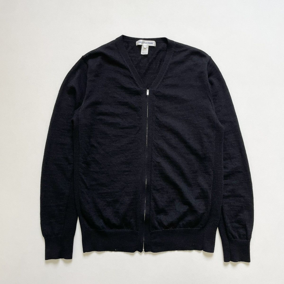 Comme des Garcons Black Wool Zip Front Cardigan Size US M / EU 48-50 / 2 - 2 Thumbnail