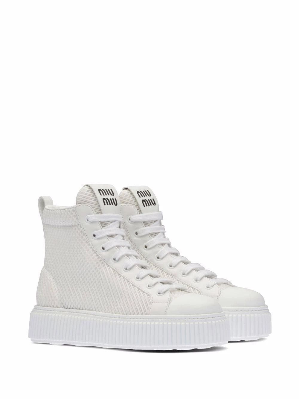 Miu Miu o1la1rc1a0724 High Top Sneaker in White Size US 9 / IT 39 - 4 Thumbnail