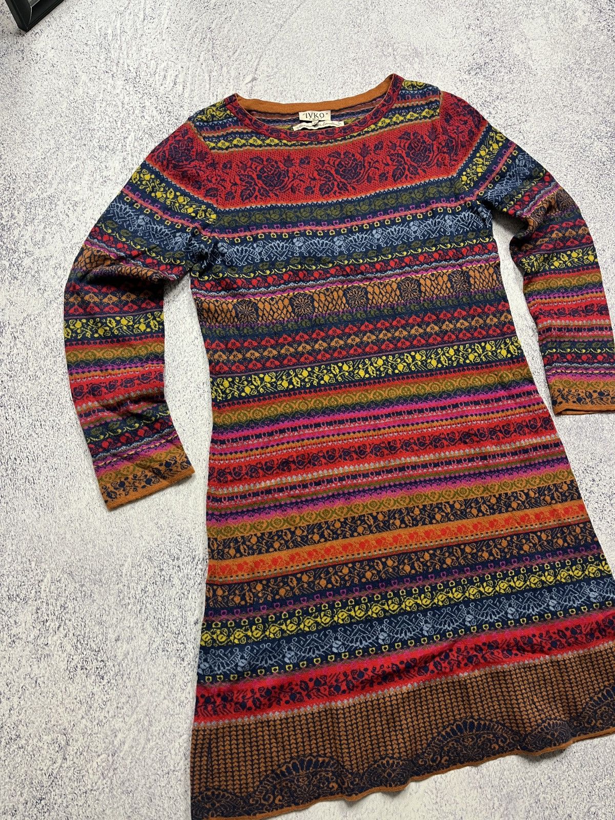 Japanese Brand Ivko Wool Knitted Dress Float Pattern Japanese Avant Garde Size S / US 4 / IT 40 - 3 Thumbnail