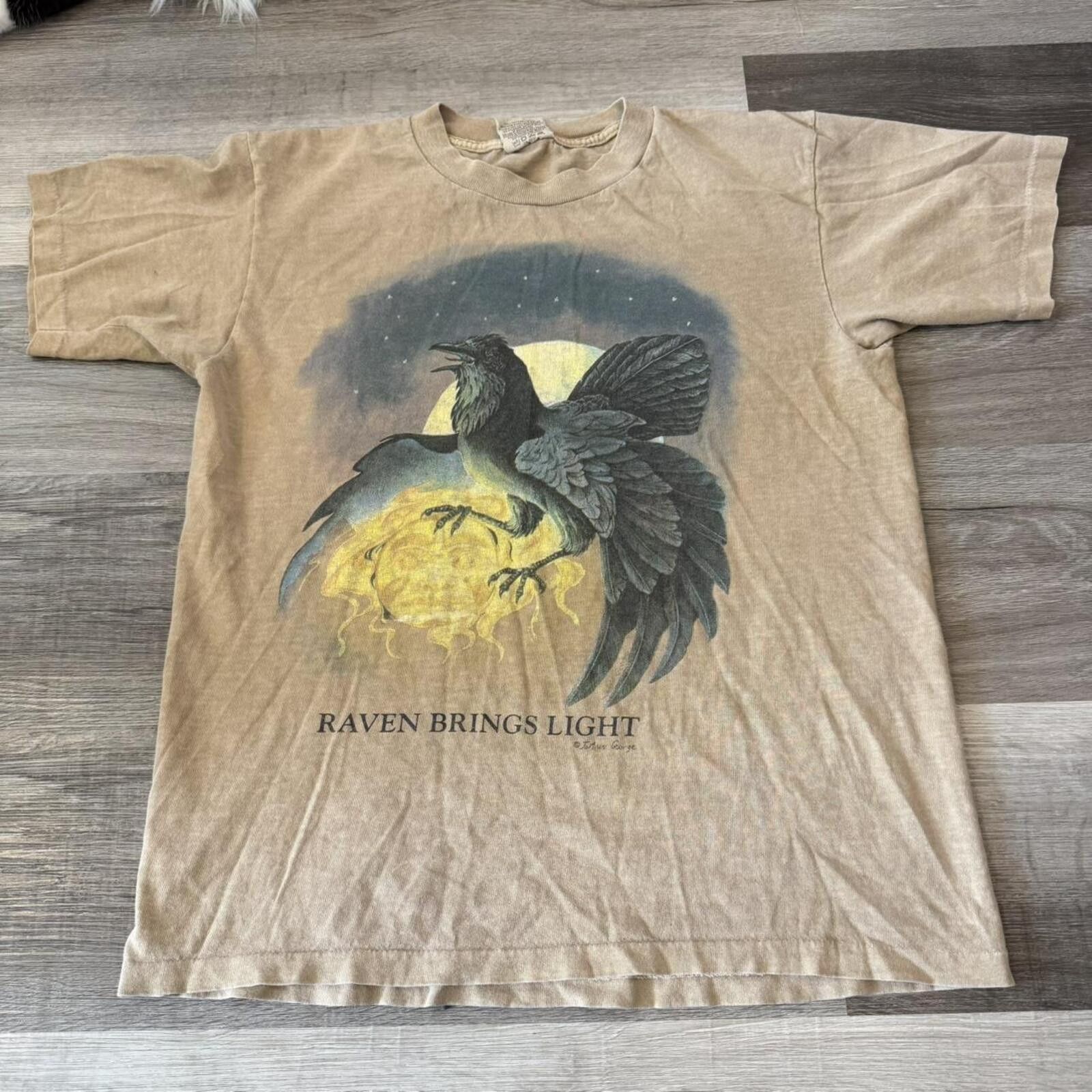 Gildan Vintage raven brings light t shirt 90s M Size US M / EU 48-50 / 2 - 3 Thumbnail