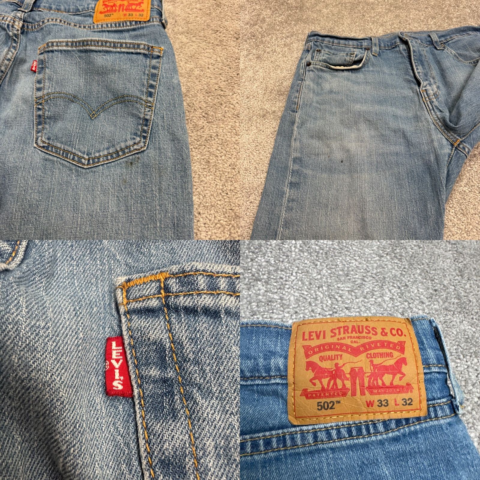 Levi's Levi's 502 Regular Taper Denim Jeans Mens 33x29 Blue Medium Wash Classic Size US 33 - 8 Thumbnail