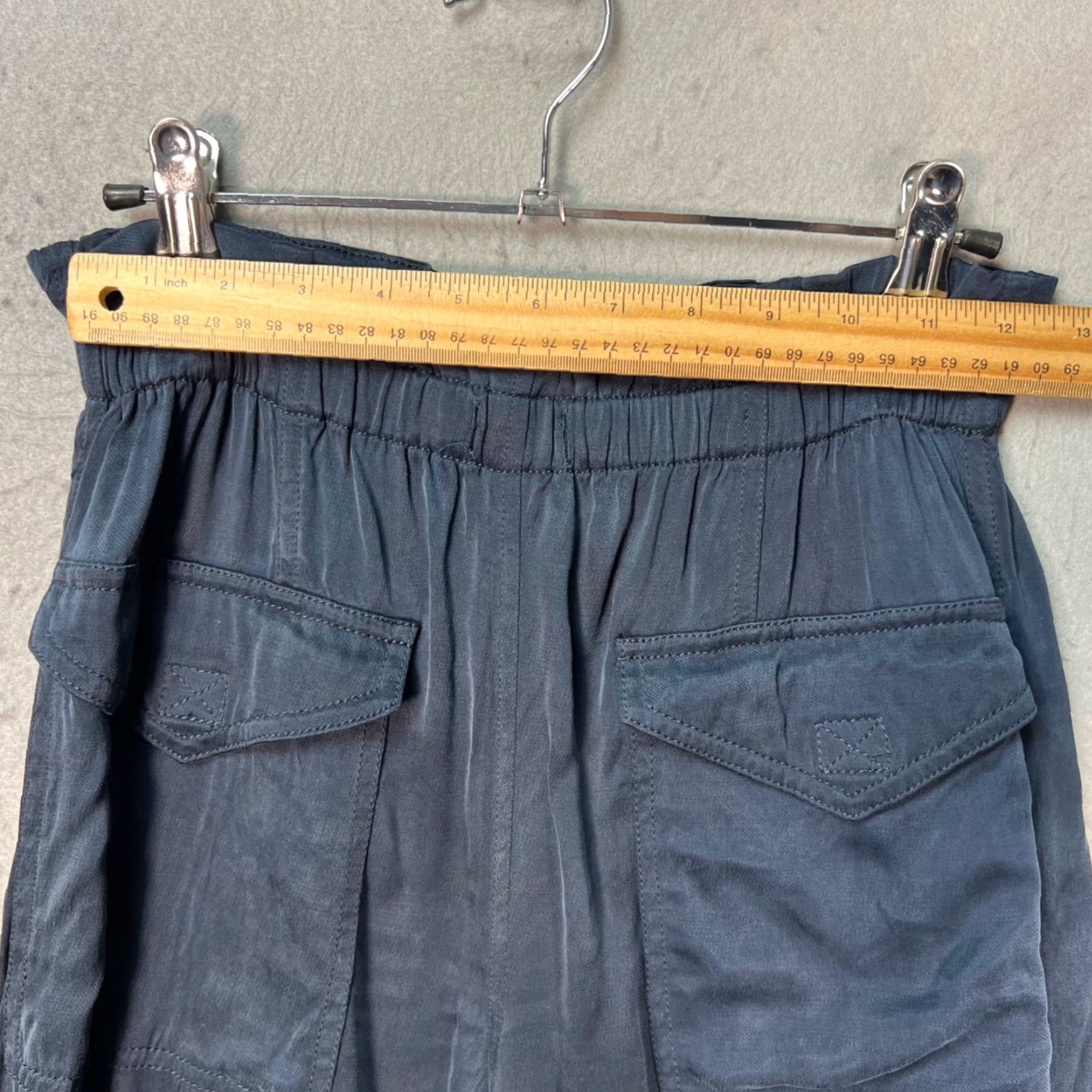 Ganni Ganni Womens Pants 34 Blue Cargo Elastic Waistband Drawstring Cuffs Tapered Inseam 27" Cupro Viscose Clothes Shopwear Regular Womens Size 24" / US 00 / IT 34 - 6 Thumbnail
