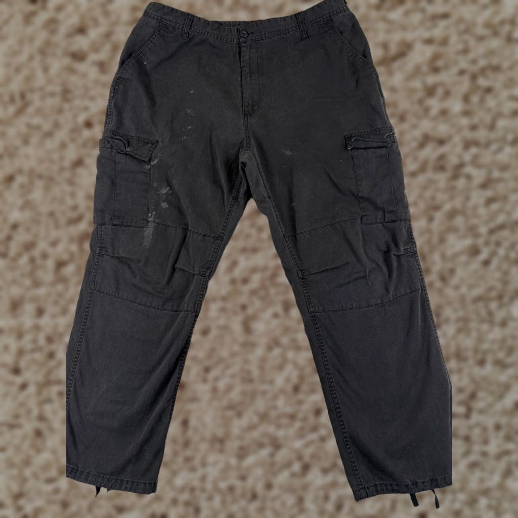 Vintage Men's Tactical Pants Cargo Pants Adult XL Black Canvas Stretch Pockets 30in Inseam, Regular Fit, Button Accents, Workwear/Outdoor, Americana Theme Size US 36 / EU 52 - 1 Thumbnail
