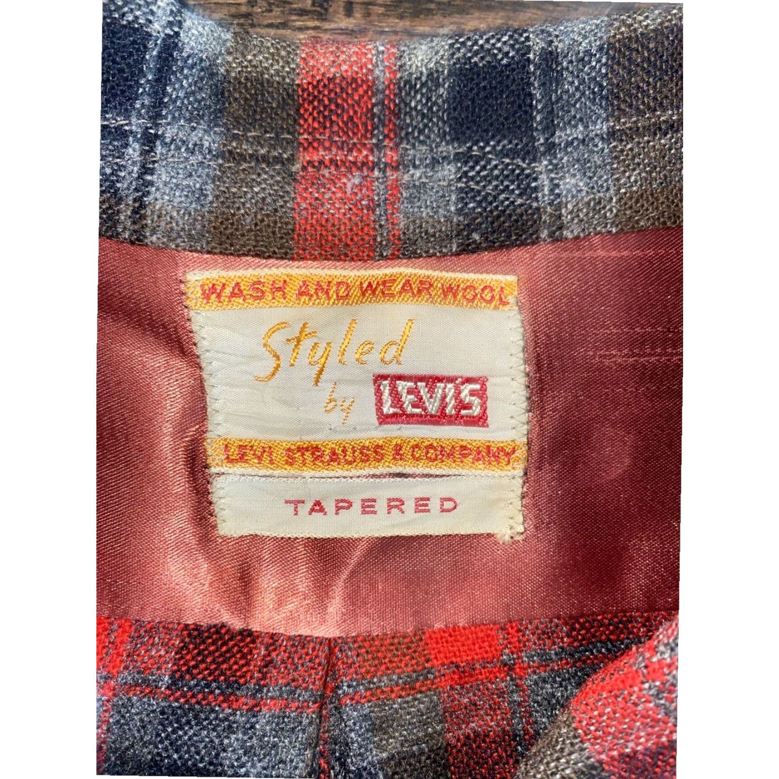 Levi's VINTAGE LEVIS Wool Plaid Button-Up Shirt Mens Medium Red Long Sleeve 50s 60s Size US M / EU 48-50 / 2 - 2 Thumbnail